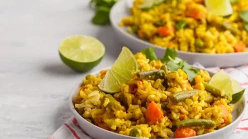 Riz au curry, haricots coco et champignons